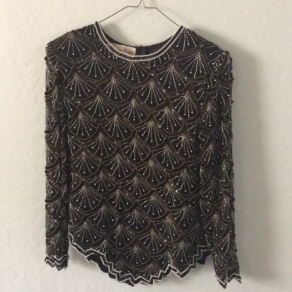 Beaded silk blouse